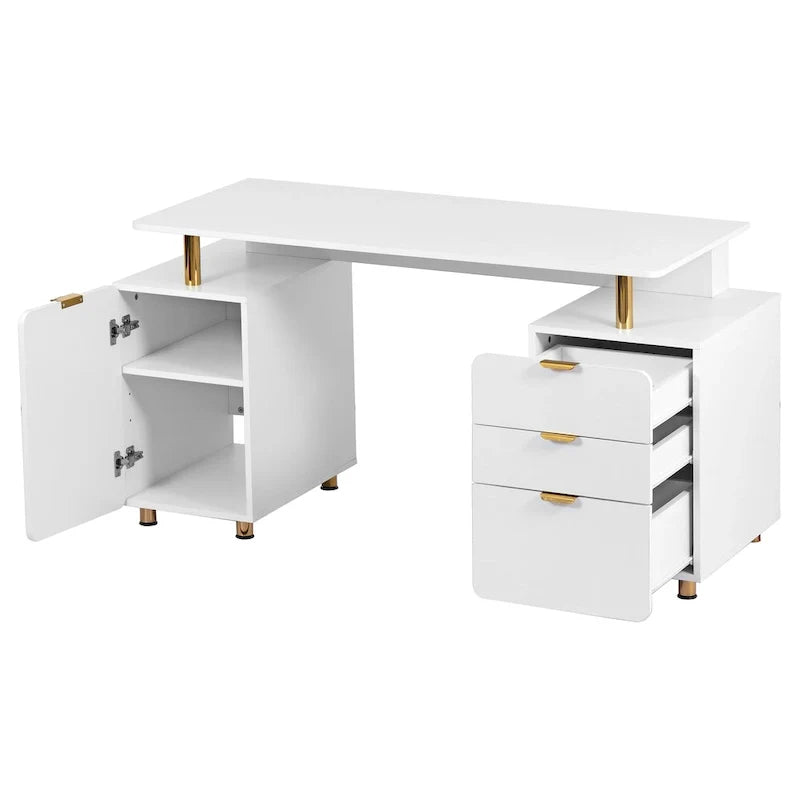 Bureau flottant exécutif moderne avec 3 tiroirs et surface de travail élégante