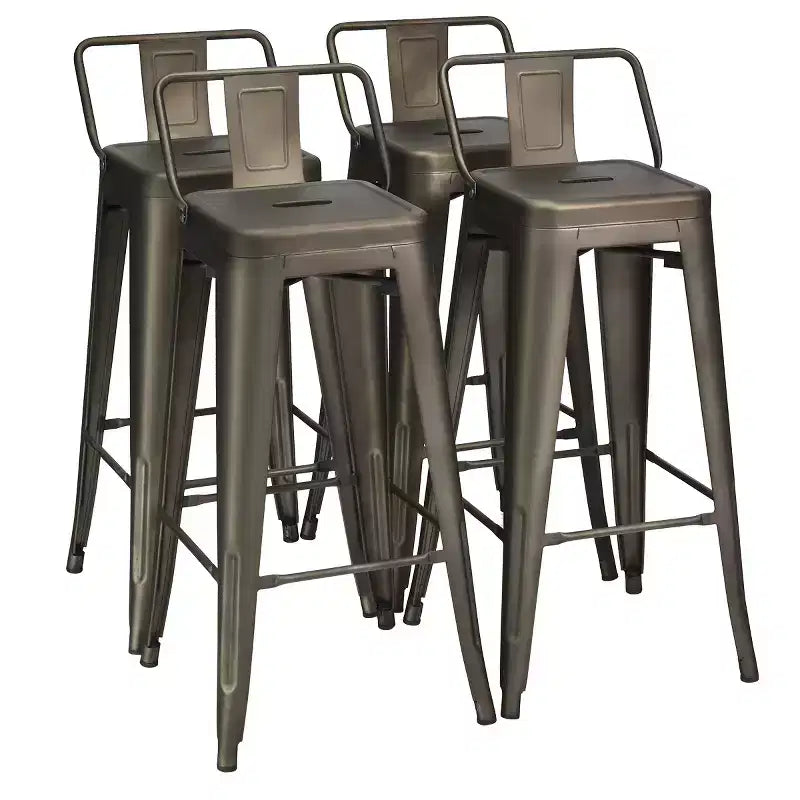 Costway Lot de 4 tabourets de bar en métal de 76 cm de hauteur, tabourets de bar industriels avec dossier bas en acier