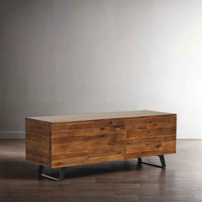 Banc de rangement Broadmore en bois d'acacia de 46 pouces