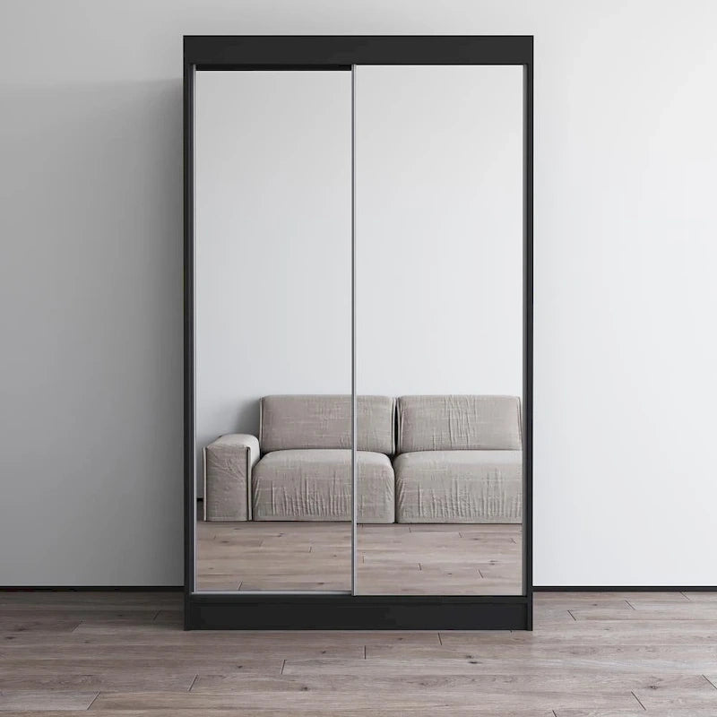 Armoire-penderie à 2 portes miroir avec finition brillante | 120 ou 150 cm de largeur