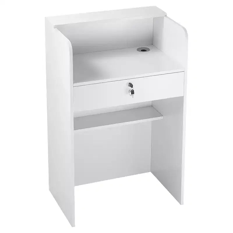 Comptoir de réception VEVOR, table de réception rectangulaire de 60 cm, bureau de réception moderne avec tiroir, petite table de comptoir de vente au détail minimaliste, blanc
